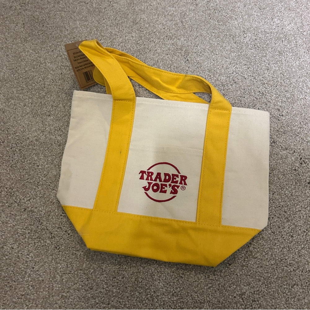 Trader Joe's Yellow and Cream Tote Bag